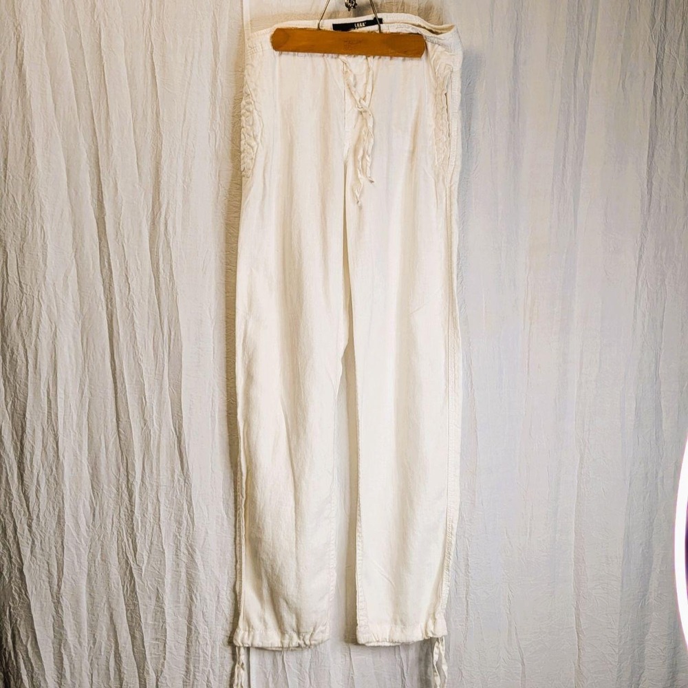 H&M L.O.G.G. White Linen Utility Trousers Breathable Linen 30